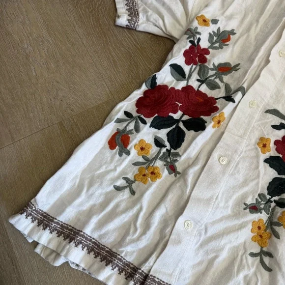 Abercrombie and Fitch Linen Blend Floral Camp Collar Shirt